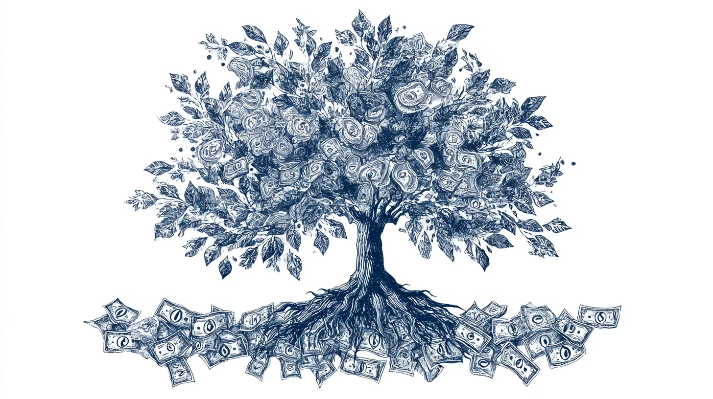Growing tree representing company growth and values