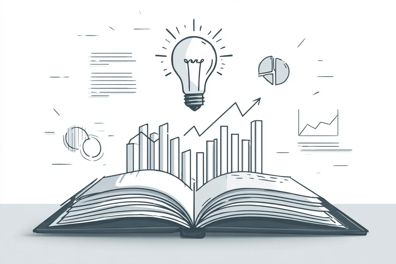 Open book with charts and lightbulb representing financial planning insights