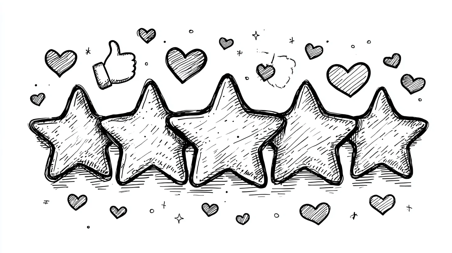 Five star rating illustration for customer reviews